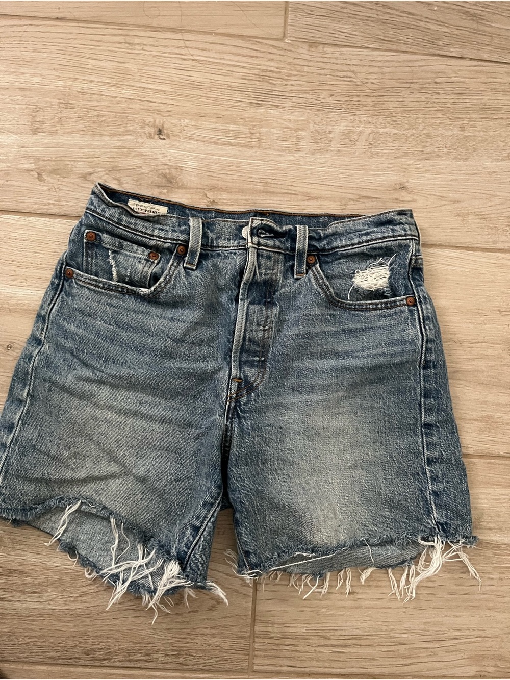 Levi's Distressed High Rise Denim Cutoff Shorts